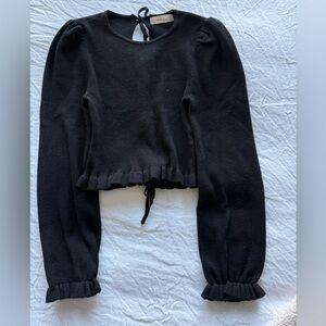 Idem ditto cropped black sweater with cut outs in back